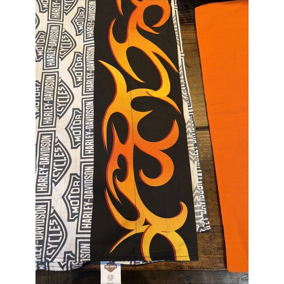 Harley Davidson Twin Sheet Set Flat/ Fitted Flames Logo Motorcycle Bedding - Picture 3 of 12